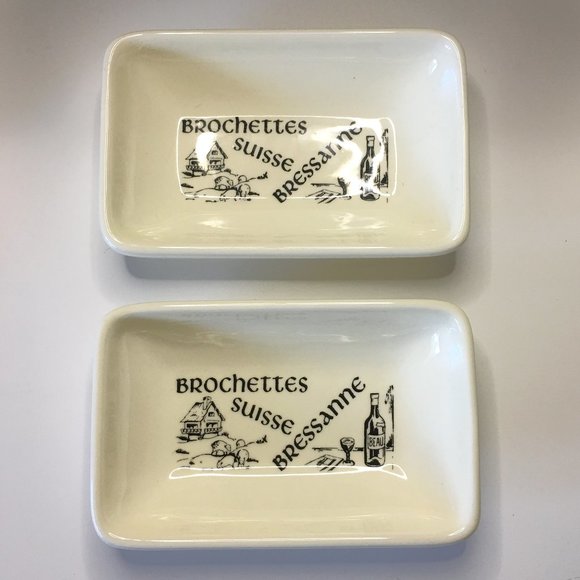 Vintage GIEN FRANCE "Les Brochettes" Skewers Kebab Serving Dishes Plates - Picture 5 of 16